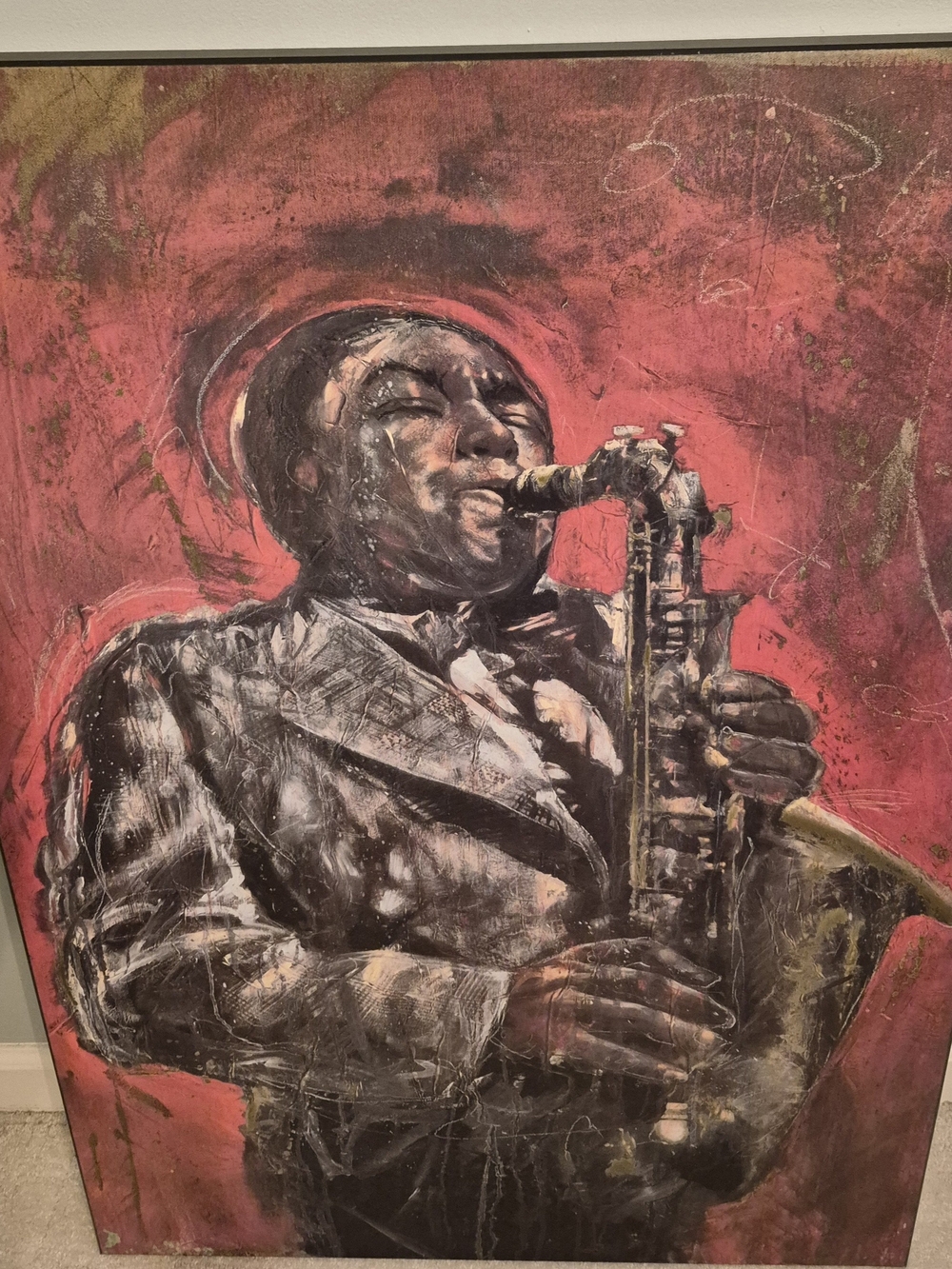 Red Saxophonist Canvas Wall Art - Unbranded